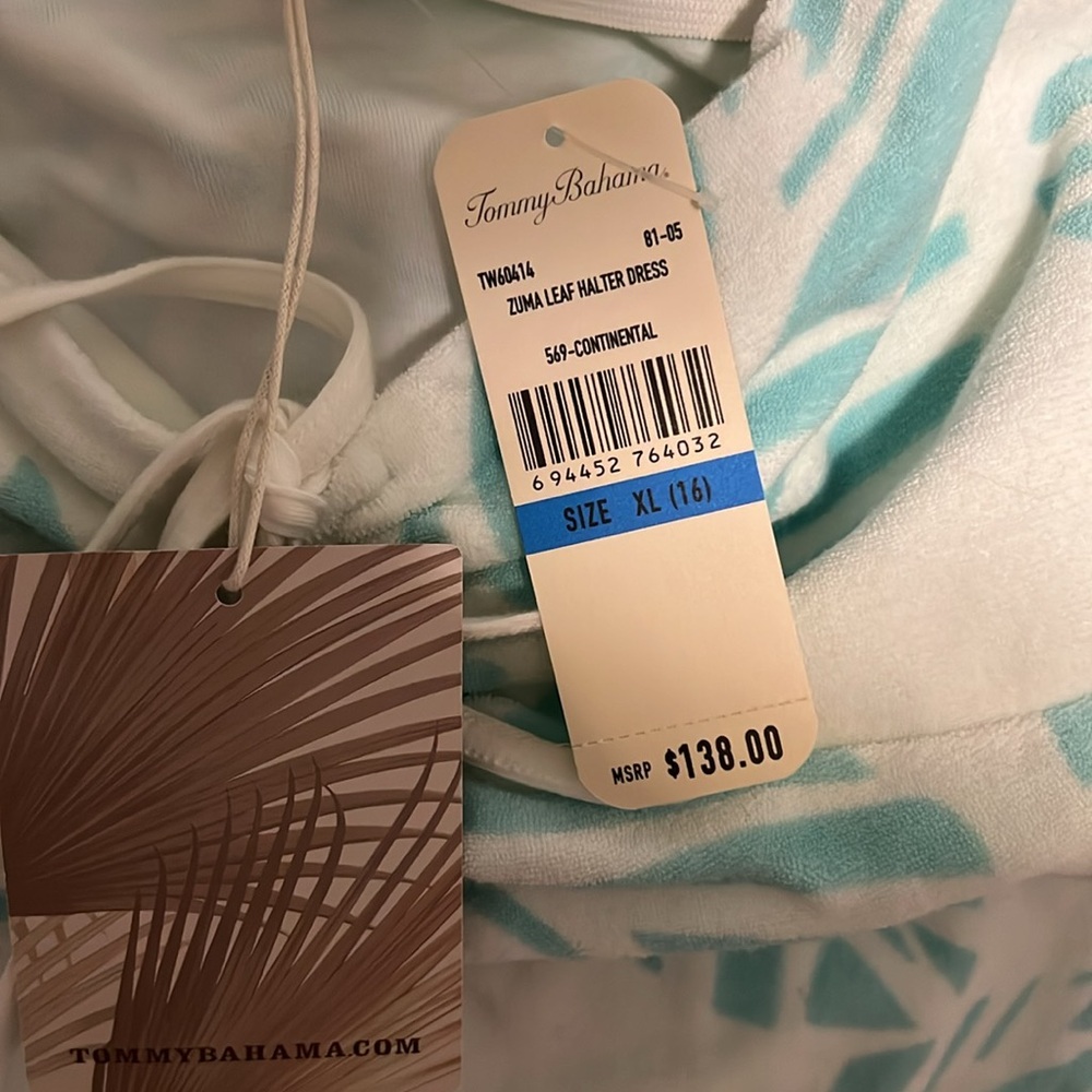 NWT Tommy Bahama Zuma Leaf Halter Dress - Picture 3 of 8
